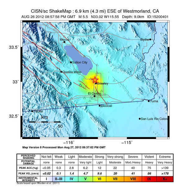 SoCal Earth Science Blog Earthquake Swarm in Brawley, CA 8/26/12